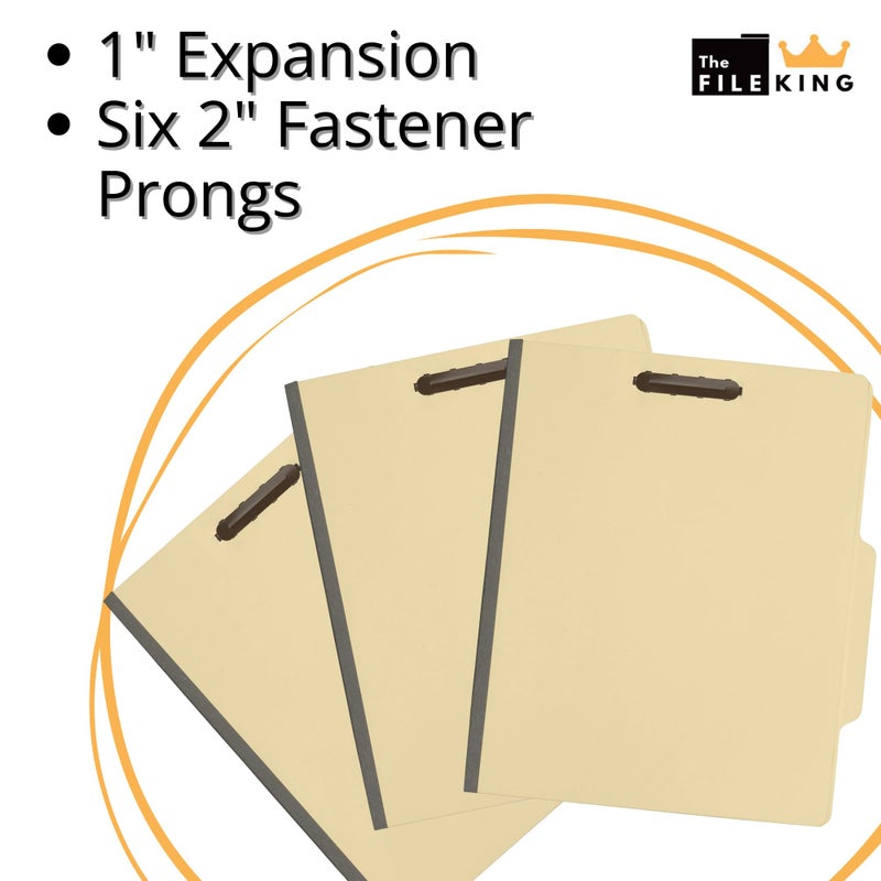 The File King Two Divider Manila Classification File Folder - Letter Size | 10 Pack | 2/5 ROC Top Tab | 1" Expansion | 2" Fastener Prongs | Made in America - Image 4